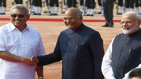 ಭಾರತಕ್ಕೆ ಆಗಮಿಸಿರುವ ಶ್ರೀಲಂಕಾ ಅಧ್ಯಕ್ಷರನ್ನು ರಾಷ್ಟ್ರಪತಿ ಕೋವಿಂದ್ ಸ್ವಾಗತಿಸಿದ್ದಾರೆ
