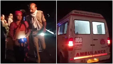 ಗಾಯಗೊಂಡವರನ್ನು ಆಸ್ಪತ್ರೆಗೆ ಆಂಬ್ಯುಲೆನ್ಸ್ ನಲ್ಲಿ ಕರೆದೊಯ್ಯುತ್ತಿರುವುದು