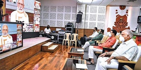 ವಿಡಿಯೋ ಸಂವಾದದಲ್ಲಿ ಮಾತನಾಡುತ್ತಿರುವ ಪ್ರಧಾನಿ ಮೋದಿ