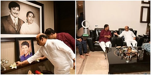 ಪುನೀತ್ ನಿವಾಸಕ್ಕೆ ಸಿಎಂ ಬಸವರಾಜ ಬೊಮ್ಮಾಯಿ ಭೇಟಿ ನೀಡಿದ ಸಂದರ್ಭದ ಚಿತ್ರ
