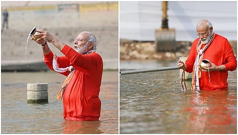 ಈ ಹಿಂದೆ ಪ್ರಧಾನಿ ನರೇಂದ್ರ ಮೋದಿ ಅವರು ಕಾಶಿ ವಿಶ್ವನಾಥ ಧಾಮದ ಉದ್ಘಾಟನೆಗೂ ಮುನ್ನ ಗಂಗಾ ನದಿಯಲ್ಲಿ ಪುಣ್ಯಸ್ನಾನ ಮಾಡಿ, ಸೂರ್ಯದೇವನಿಗೆ ಅರ್ಘ್ಯ ನೀಡಿದರು.