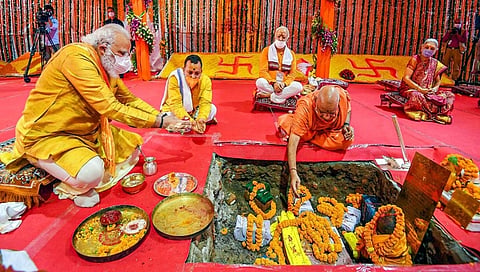 ರಾಮಮಂದಿರ ಭೂಮಿಪೂಜೆ ಕಾರ್ಯಕ್ರಮದಲ್ಲಿ ಪಾಲ್ಗೊಂಡಿದ್ದ ಪ್ರಧಾನಿ ಮೋದಿ