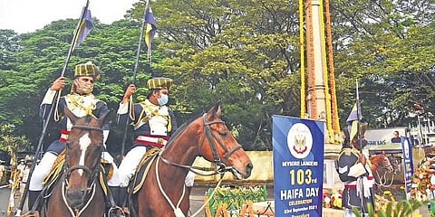 ಮೈಸೂರು ಲ್ಯಾನ್ಸ್ ಹೆರಿಟೇಜ್ ಫೌಂಡೇಶನ್ ವತಿಯಿಂದ ಗುರುವಾರ ಹೈಫಾ ದಿನದ 103 ನೇ ವಾರ್ಷಿಕೋತ್ಸವ ಪ್ರಯುಕ್ತ ಪುಷ್ಪಾರ್ಚನೆ ಸಮಾರಂಭ