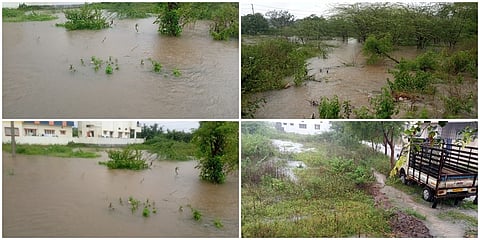 ಮಳೆಗೆ ಚಾಮರಾಜನಗರದ ವಿವಿಧ ಕಡೆಗಳಲ್ಲಿ ಪ್ರವಾಹ ಉಂಟಾಗಿರುವುದು