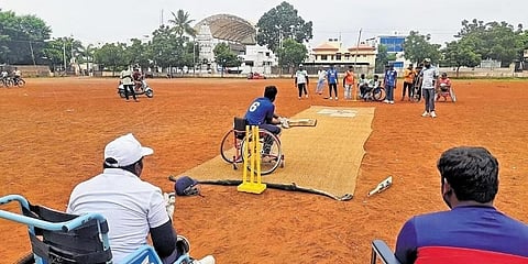 ದಿವ್ಯಾಂಗ ಕ್ರಿಕೆಟಿಗರ ಅಭ್ಯಾಸದ ಚಿತ್ರ