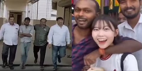 ಪುಣೆಯಲ್ಲಿ ದಕ್ಷಿಣ ಕೊರಿಯಾದ ವ್ಲಾಗರ್ಗೆ ಕಿರುಕುಳ ನೀಡಿರುವ ಇಬ್ಬರು ವ್ಯಕ್ತಿಗಳು.