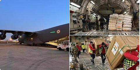 ಆಪರೇಷನ್ ದೋಸ್ತ್ ವಿಮಾನದಲ್ಲಿ ಪರಿಹಾರ ಸಾಮಾಗ್ರಿಗಳು