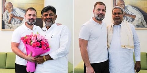 ಡಿಕೆ ಶಿವಕುಮಾರ್ - ಸಿದ್ದರಾಮಯ್ಯರಿಂದ ರಾಹುಲ್ ಗಾಂಧಿ ಭೇಟಿ