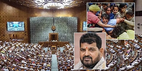 ಹೊಸ ಸಂಸತ್ ಭವನ - ಬ್ರಿಜ್ ಭೂಷಣ್- ಕುಸ್ತಿಪಟುಗಳು