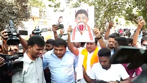 ಬಿಜೆಪಿ ಕಾರ್ಯಕರ್ತರ ಪ್ರತಿಭಟನೆ.