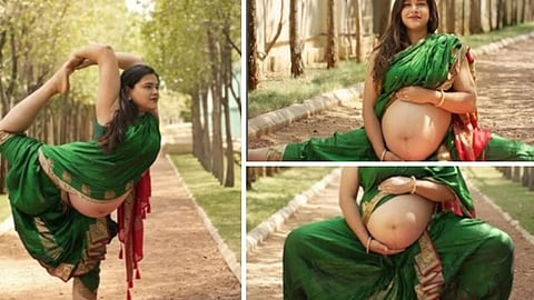 39 வார கர்ப்பத்திலும் யோகா செய்து அசத்தும் பெண்