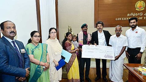 CM Vijay and Army soldier Meenakshi sundaram