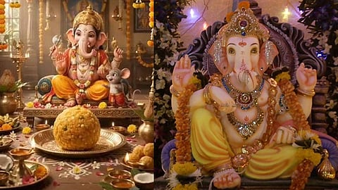 விநாயகர் சிலை அமைக்கப்பட்டுள்ள பந்தல்