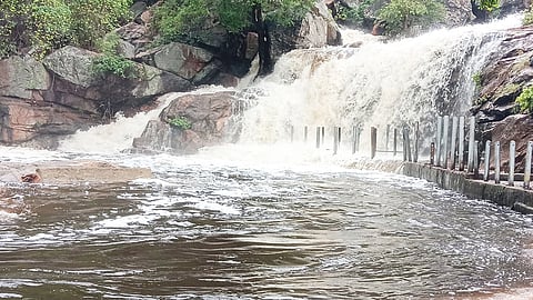 பஞ்சலிங்க அருவியில் நீர்வரத்து அதிகரிப்பு- சுற்றுலா பயணிகள் குளிக்க தடை