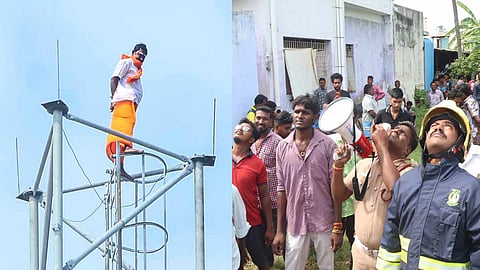 100 அடிஉயர செல்போன் டவர் மீது ஏறி முதியவர் தற்கொலை முயற்சி