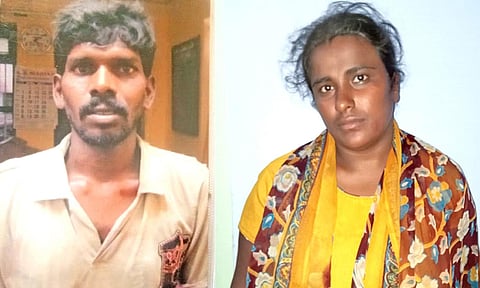 கைதான விஜயன், பவித்ரா.