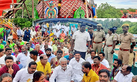 கும்பாபிஷேக விழாவில் அமைச்சர் சேகர்பாபு கலந்து கொண்டதை படத்தில் காணலாம்.
