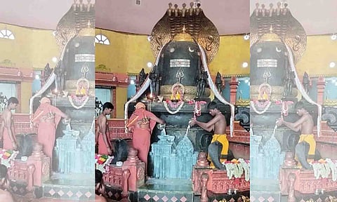 சித்தம்பலம் நவகிரக கோட்டையில் குரு பகவான் பிரதோசத்தை முன்னிட்டு அபிசேக பூஜை நடைபெற்றதை படத்தில் காணலாம்.