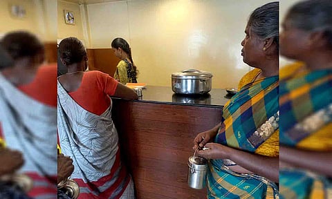 குழந்தைகளுக்கு இலவச பால் வழங்கப்பட்ட காட்சி. 
