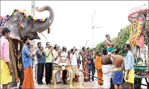 பிரம்மோற்சவ விழாவையொட்டி மணக்குள விநாயகருக்கு கடல் தீர்த்தவாரி