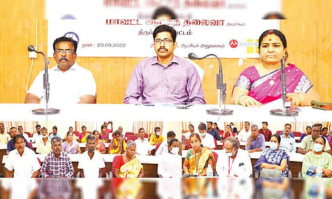 நிகழ்ச்சியில் கலெக்டர் வினீத் பேசிய காட்சி. 