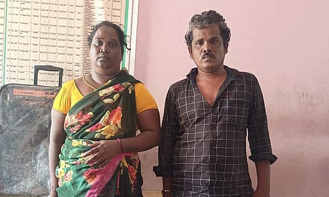 கைது செய்யப்பட்ட சித்திரவேல்-பார்வதி