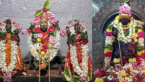 பரமத்தி வேலூர் வல்லப கணபதி ஆலயத்தில் உள்ள வள்ளி தெய்வானை சமேத கல்யாண சுப்பிரமணிய சுவாமி, பகவதி அம்மன் கோவிலில் உள்ள முருகப்பெருமான் சிறப்பு அலங்காரத்தில் அருள்பாலித்த காட்சி. 
