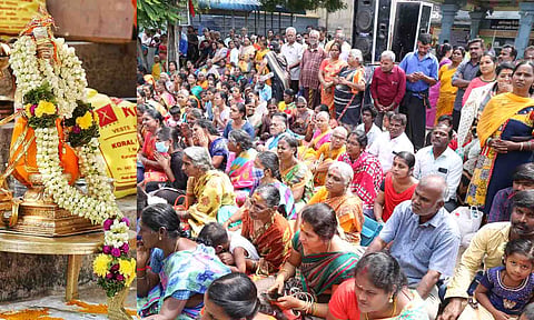 அய்யப்ப சுவாமிக்கு ஆராட்டு விழா, திரளான பக்தர்கள் தரிசனம் செய்த காட்சி.