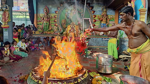 அரியலூர் அருகே தை அமாவாசையில் சாமுண்டீஸ்வரி கோவிலில் மிளகாய் சண்டி யாகம்