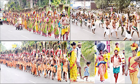 பக்தர்கள் பழனிக்கு பாதயாத்திரையாக சென்றபோது எடுத்த படம்.