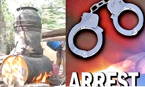 திட்டச்சேரியில் சாராயம் கடத்திய 2 பேர் கைது