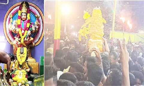 சாமுண்டீஸ்வரி அம்மன் கோவில் மாசி கரகம் திருவிழா நடந்த காட்சி.