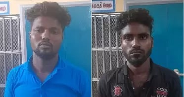 கைது செய்யப்பட்ட வாலிபர்களை படத்தில் காணலாம்.
