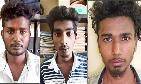 நகை பறிப்பில் கைதான வாலிபர்கள். 