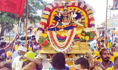 சவுமிய நாராயண பெருமாள் பல்லக்கில் திருவீதி உலா வந்ததைபடத்தில் காணலாம்.