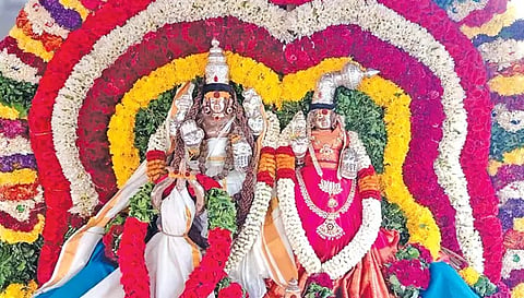 சிறப்பு அலங்காரத்தில் காட்சியளிக்கும் லட்சுமி நரசிம்மர்.