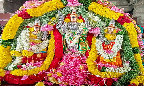 பங்குனி உத்திர திருவிழா மகா தரிசனத்தில் முருகப்பெருமான் சமேதராக எழுந்தருளி அருள்பாலித்தார்.