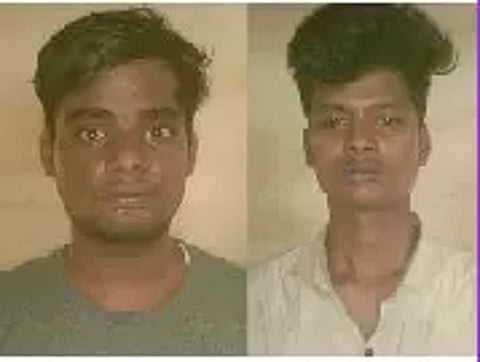 கைது செய்யப்பட்ட சூர்யா, பொற்செல்வன்.