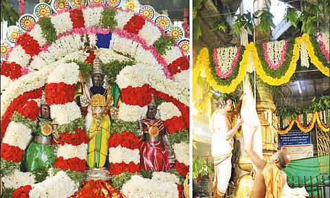 பிரமோற்சவ விழாவையொட்டி கொடியேற்றிய போது எடுத்த படம்.