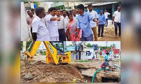 குடிநீர் திட்டப்பணிகளை மேயர் ஆய்வு செய்தபோது எடுத்தபடம். 