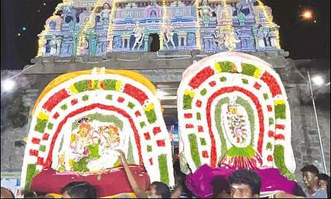 சுவாமி -அம்பாள் எழுந்தருளியதை படத்தில் காணலாம்.