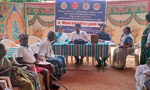 இலவச கண் சிகிச்சை முகாம் நடைபெற்ற காட்சி. 
