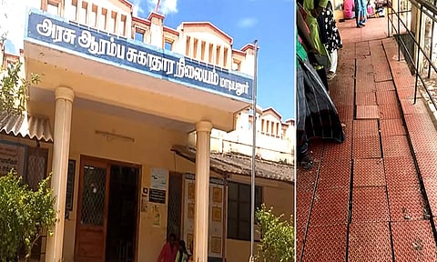 மாடியனூரில் இயங்கி வரும் அரசு ஆரம்ப சுகாதார நிலைய கட்டிடத்தையும், தரைதளம் பெயர்ந்து காணப்படுவதையும் பாடத்தில் காணலாம்.