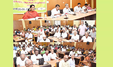 மதுரை மாவட்ட கலெக்டர் அலுவலக கூட்டரங்கில் ஓய்வூதியர்கள் குறைதீர்க்கும் நாள் கூட்டம் கலெக்டர் சங்கீதா தலைமையில் நடந்தது. 