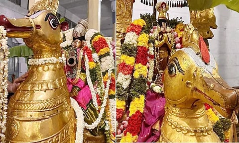அன்னவாகனத்தில் எழுந்தருளிய ஆண்டாள், ரெங்கமன்னார்.