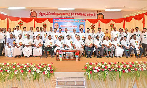 நெல்லை தட்சண மாற நாடார் சங்கத்தின் 58-வது மகாசபை கூட்டம், சங்கத் தலைவர் ஆர்.கே. காளிதாசன் நாடார் தலைமையில் நடந்த போது எடுத்தப்படம்.