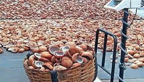 வெங்கமேடு தேசிய வேளாண்மை சந்தையில் ரூ.3 லட்சத்து 88 ஆயிரத்திற்கு தேங்காய் பருப்பு ஏலம்