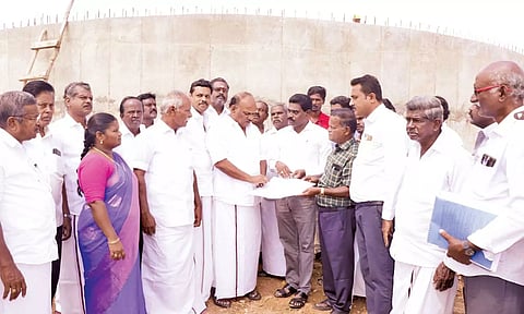 கூட்டு குடிநீர் திட்ட பணிகளை துரை.சந்திரசேகரன் எம்.எல்.ஏ. ஆய்வு செய்தார்.
