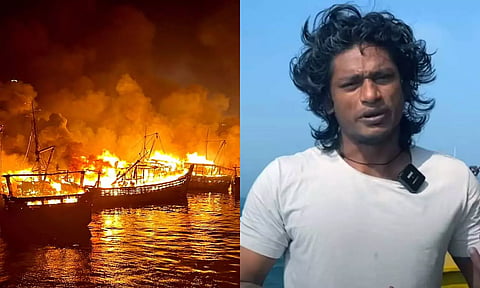 படகுகள் தீ விபத்திற்கு காரணமான யூடியூபர் கைது: அழுது புலம்பிய மீனவர்களை படம் பிடித்து வெளியிட்ட அவலம்