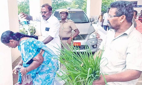 மருமகள் மீது நடவடிக்கை எடுக்கக்கோரி மாமியார் உள்பட 3 பேர் தீக்குளிக்க முயற்சி